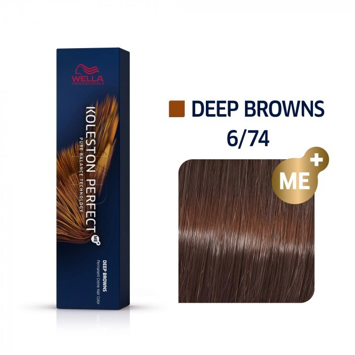 Wella Koleston Perfect Me+ Hajfesték - 6/74 - 60ml - Vöröses Barna Sötétszőke képe 1